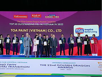 Sơn TOA Việt Nam vinh dự trong <br> Top 50 Doanh nghiệp FDI tiêu biểu - Giải thưởng Rồng Vàng lần thứ 22