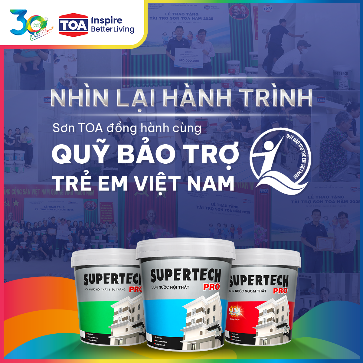 Tổng kết hành trình Sơn TOA tài trợ sơn nước Supertech Pro cho Quỹ Bảo trợ Trẻ em Việt Nam năm 2025